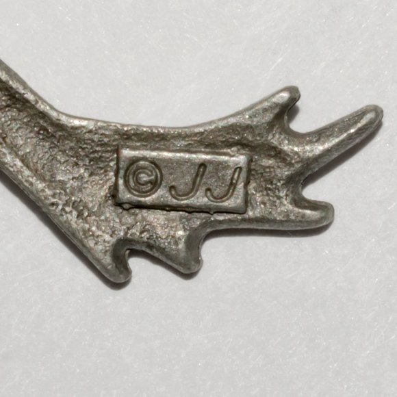 Vintage Made in USA Signed JJ Silver Tone Large Leaping Frog Brooch - Picture 10 of 11